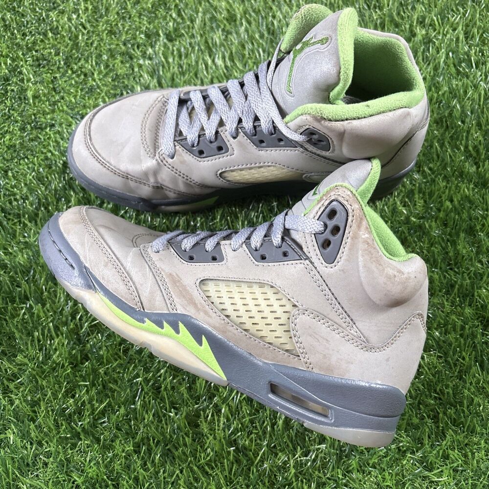 Nike Air Jordan 5 Retro GS Gray/Green Bean Sneaker 4.5Y DQ3734-003